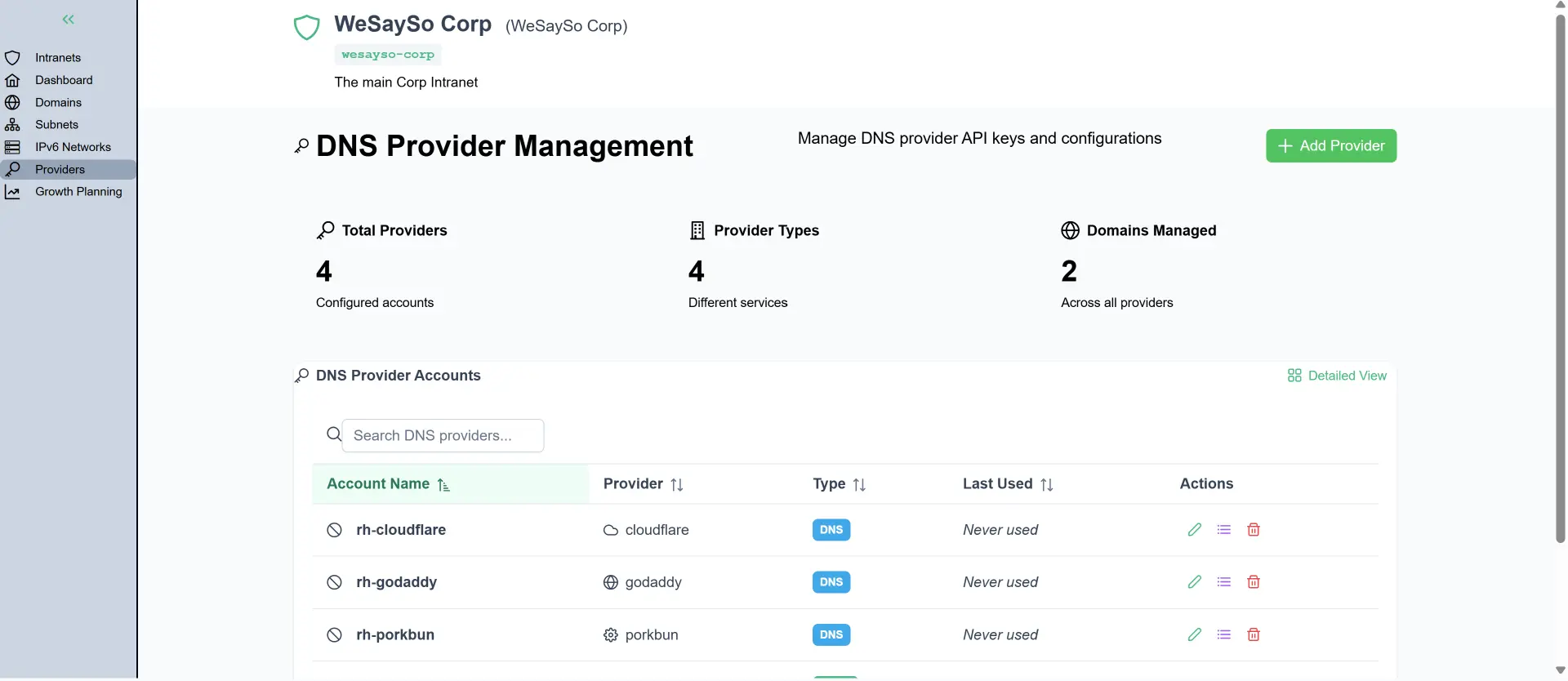 DNS Provider Management