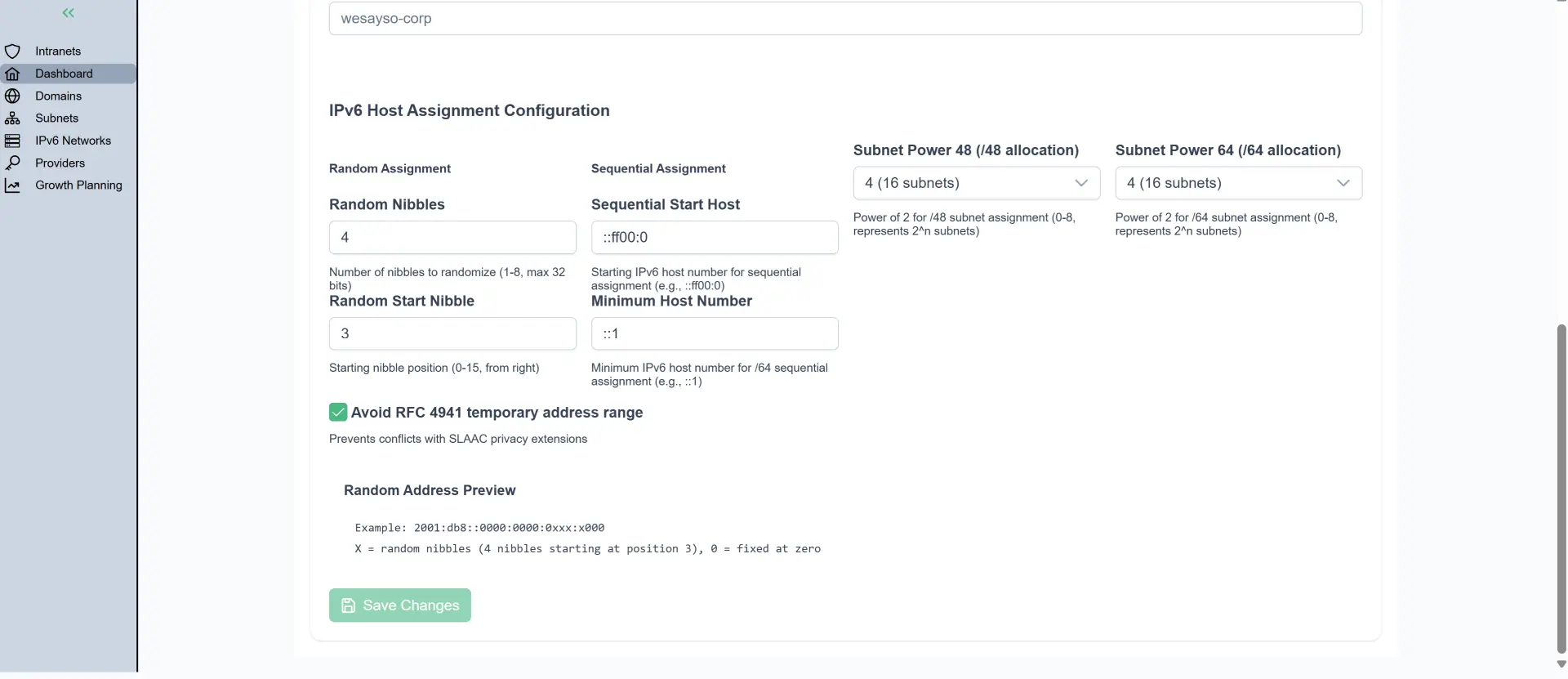 IPv6 Host Assignment Configuration